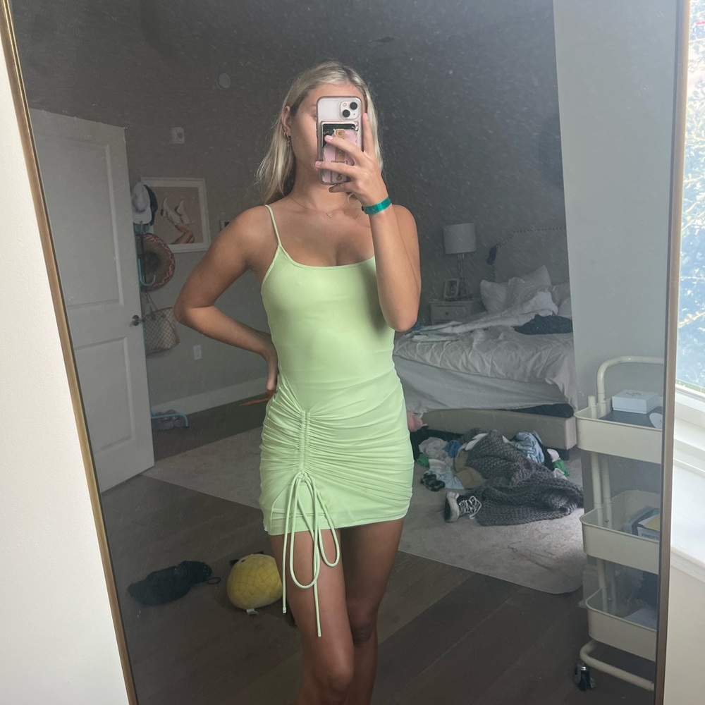Green mini dress